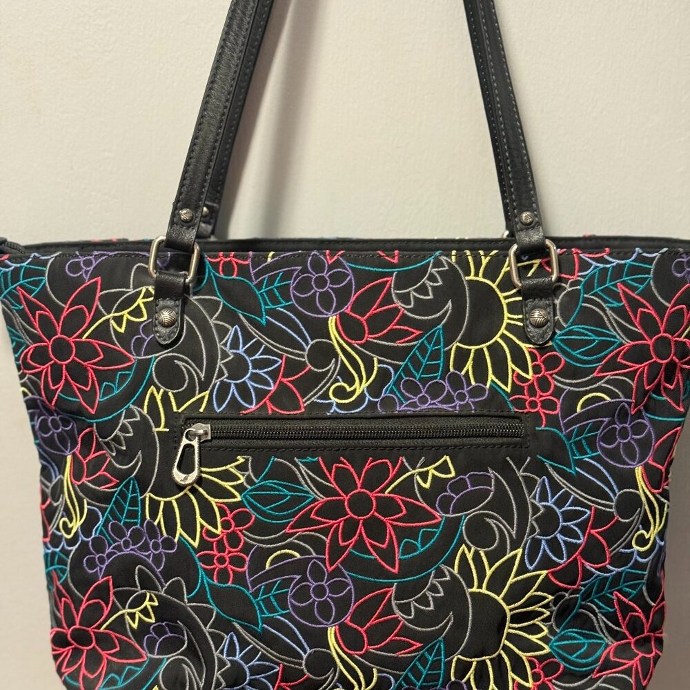 SAKROOTS BLACK/FLOWER METRO TOTE